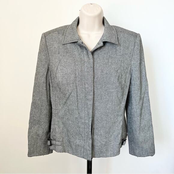 Gray Blazer Collared Jacket Hidden‎ Button Business Casual Office Basic - Picture 1 of 11